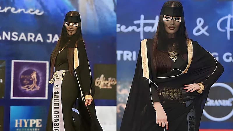 ملكة جمال المملكة تخطف الأنظار بالزي التراثي في مسابقة ملكة جمال آسيا .. فيديو