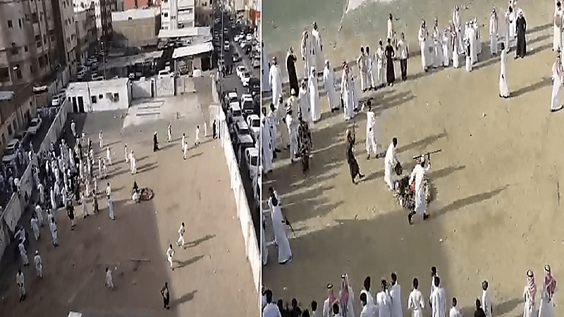 شاهد.. فض تجمع مخالف للاحترازات احتفل بالعيد برقصة المزمار داخل حوش بمكة