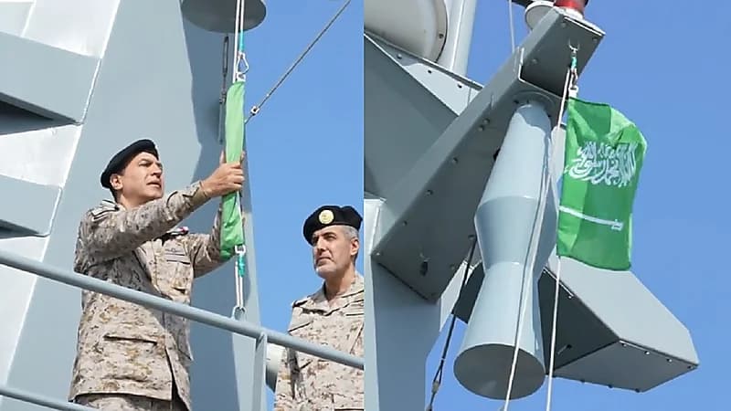 بالفيديو .. لحظة رفع علم المملكة فوق أحد زوارق الاعتراضية السريعة