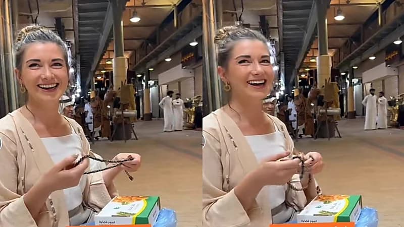 موقف طريف لسائحة من جنوب أفريقيا مع "شلقم" بسوق الزل .. فيديو