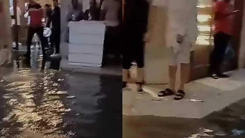 مياه الأمطار تغمر سوق واقف بقطر  ..  فيديو