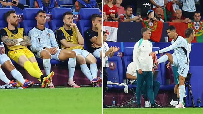 رونالدو يغضب ويركل بقدمه بعد تبديله .. فيديو