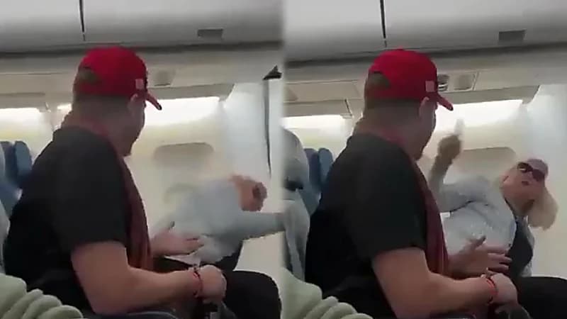 أمريكية تصاب بنوبة غضب على متن طائرة بسبب ارتداء راكب قبعة ترامب.. فيديو