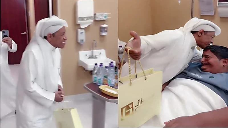 "كفتة" يفاجئ طارق العميري بزيارة في المستشفى.. فيديو