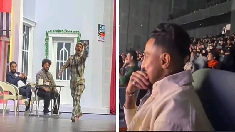 طارق العلي يخرج عن النص في شقة لندن عندما تفاجأ بالدوسري أثناء عرض مسرحي(فيديو)