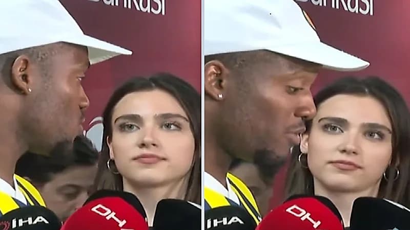 نظرات مراسلة للاعب فنربخشة تفضحها..فيديو