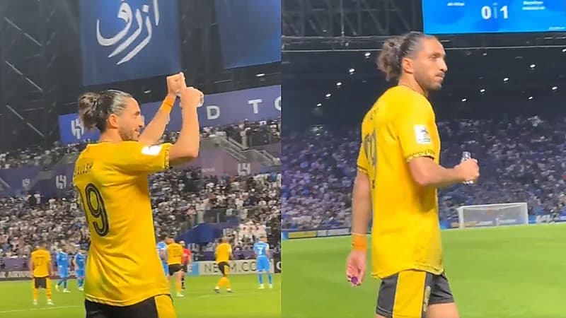 لاعب سباهان يستفز جمهور الهلال بعد طرده .. فيديو