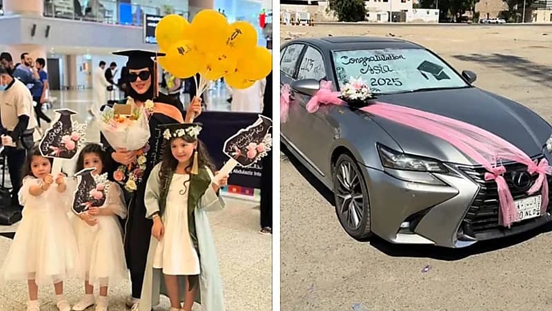 استقبال أسطوري في المطار لخريجة سعودية عادت من الابتعاث.. فيديو