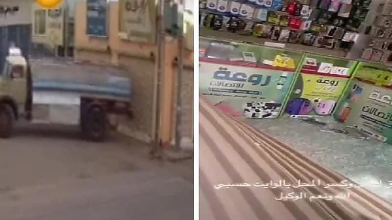 شاهد.. لص يقتحم محل جولات بـ وايت مياه لسرقته في وادي الدواسر