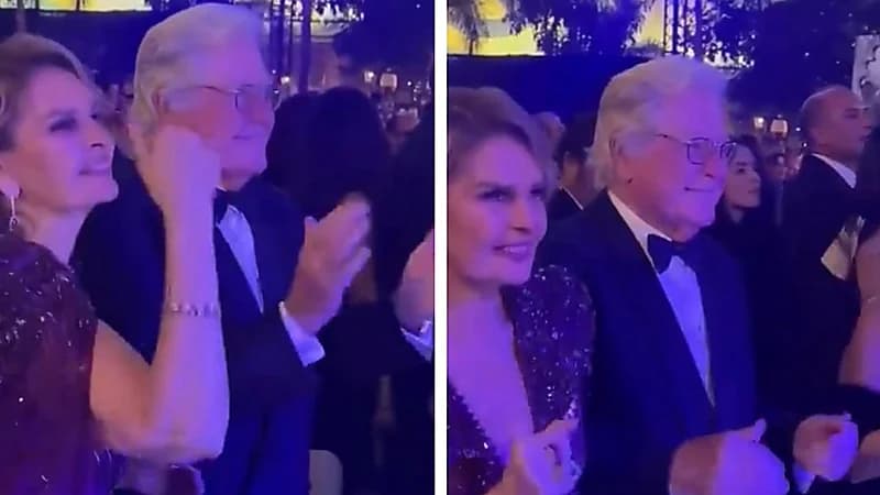 وصلة رقص تجمع حسين فهمي ويسرا بعد وفاة شقيقه مصطفى.. فيديو