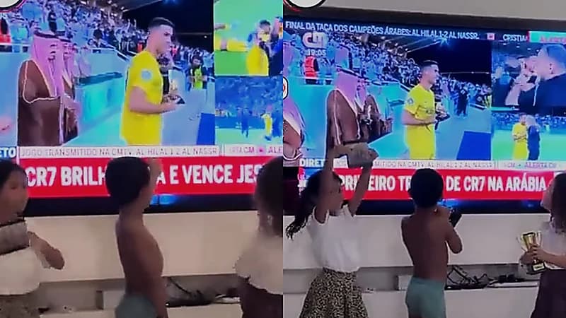 أبناء كريستيانو يحتفلون به على طريقتهم الخاصة .. فيديو