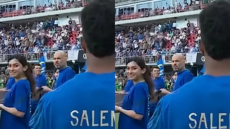 مشجعة حسناء تحدق بسالم الدوسري برومانسية والجماهير: نسى الكأس وشاف شي أحلى.. فيديو