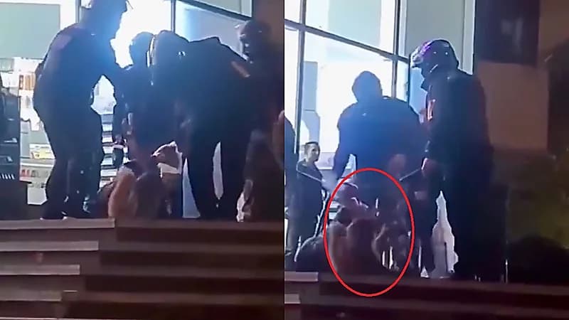 شاهد..سحل وضرب فتاة إيرانية على يد قوات الملالي