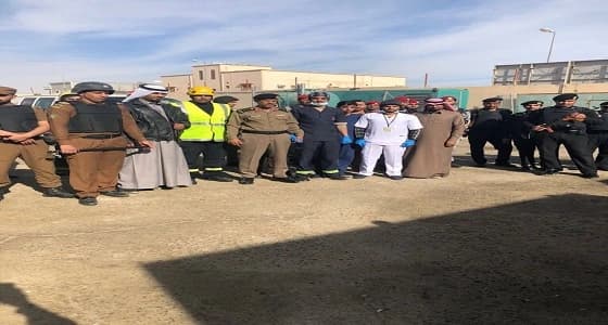 بالصور.. الهلال الأحمر يشارك بفرضية فك الشغب بالجوف