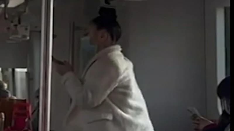 شاهد.. فتاة معلقة من شعرها داخل عربة القطار