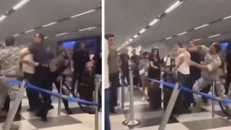 توقيف رجل أمن اعتدى على مسافر بالضرب داخل مطار بيروت .. فيديو