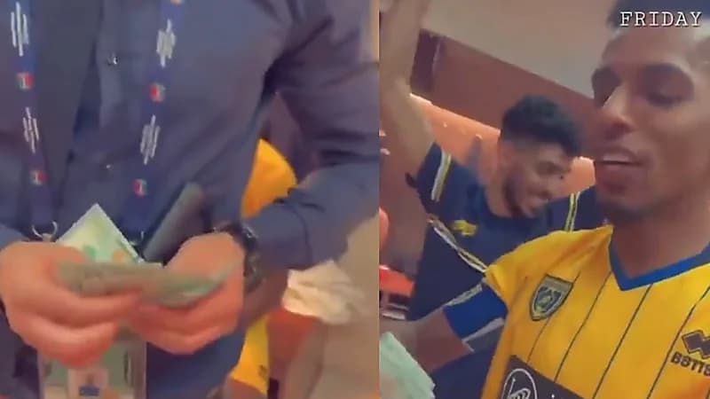 شاهد..مدرب التعاون يُقدم مبلغ مالي لمدافع الفريق