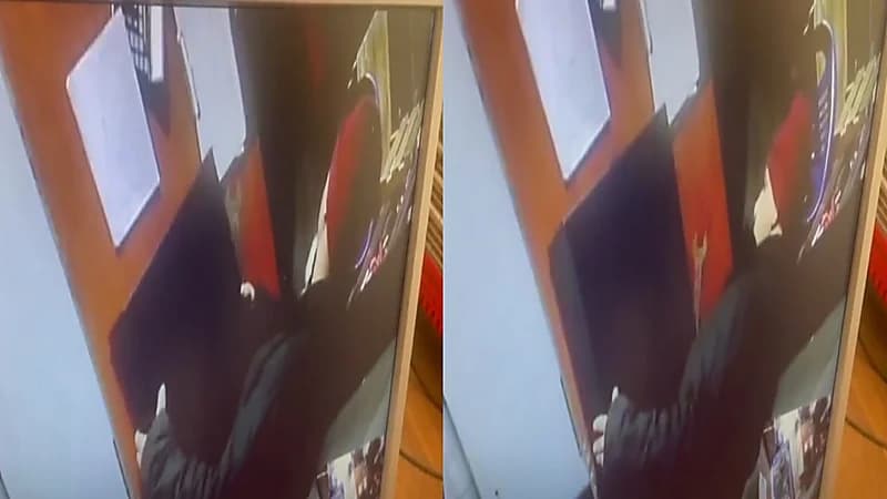 لحظة سرقة صندوق نقود من متجر.. فيديو