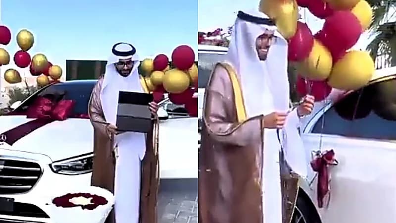 عبدالقادر الشهراني يهدي زوجته مرسيدس بقيمة نصف مليون ريال .. فيديو