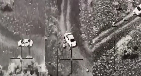 بالفيديو.. مروحية للتحالف تتراجع عن قصف مركبة تقل عناصر حوثية بسبب " أطفال "