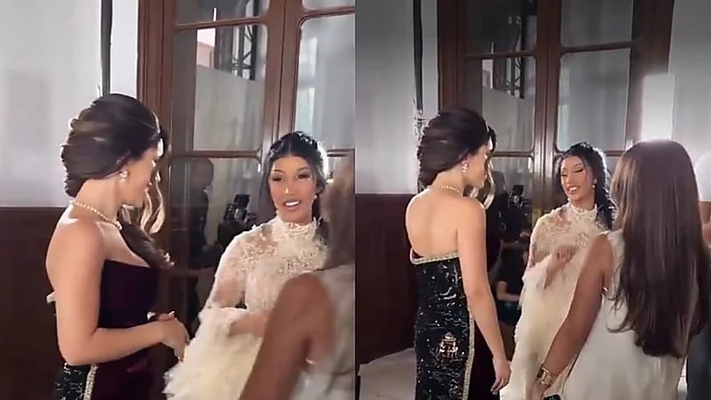 نجود الرميحي تلتقي مع المغنية الأمريكية كاردي بي في معرض أزياء عالمي.. فيديو