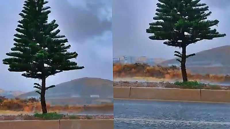 أبها تكتسي بالأمطار الغزيرة المصحوبة بالبرد .. فيديو