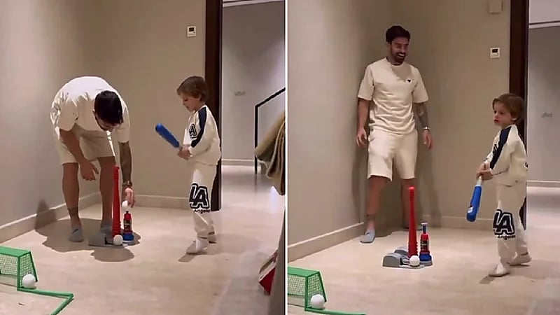 نيفيز يشارك ابنه اللعب .. فيديو