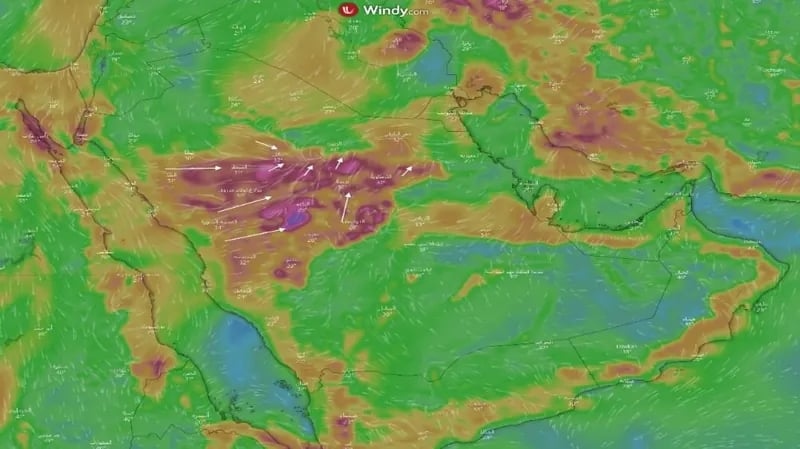 المسند: الحالة الجوية ستشهد نشاط في الرياح السطحية وغبار