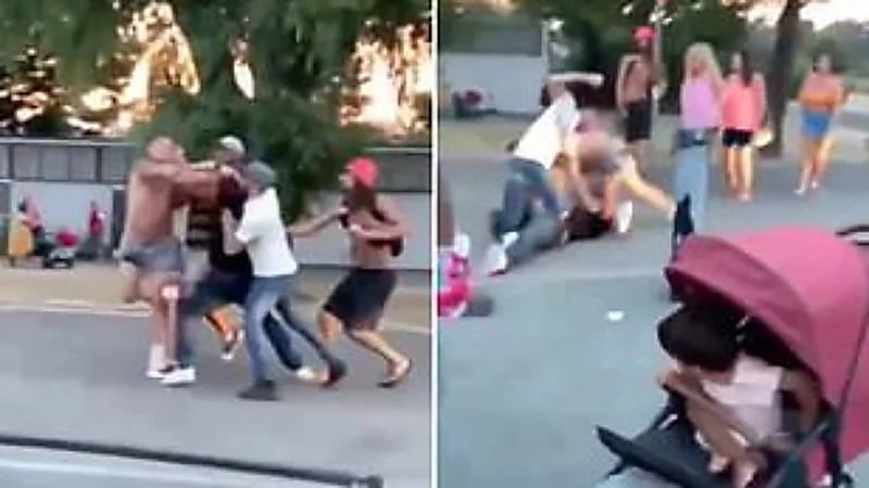 بالفيديو.. مشاجرة عنيفة بين عدة رجال بالشارع