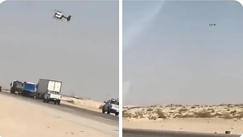 يمني يوثق لحظة وصول الإسعاف الجوي لعلاج صديقه على طريق سريع.. فيديو