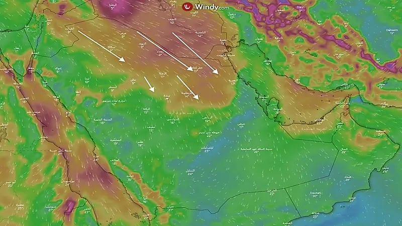 "المسند": جبهة باردة تؤثر على المناطق الشمالية اليوم