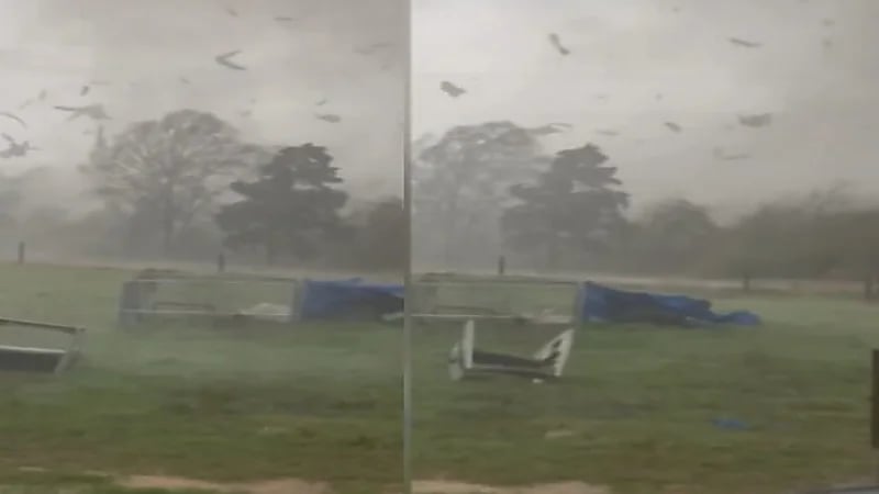 إعصار مخيف يجعل المباني تتطاير في الهواء.. فيديو