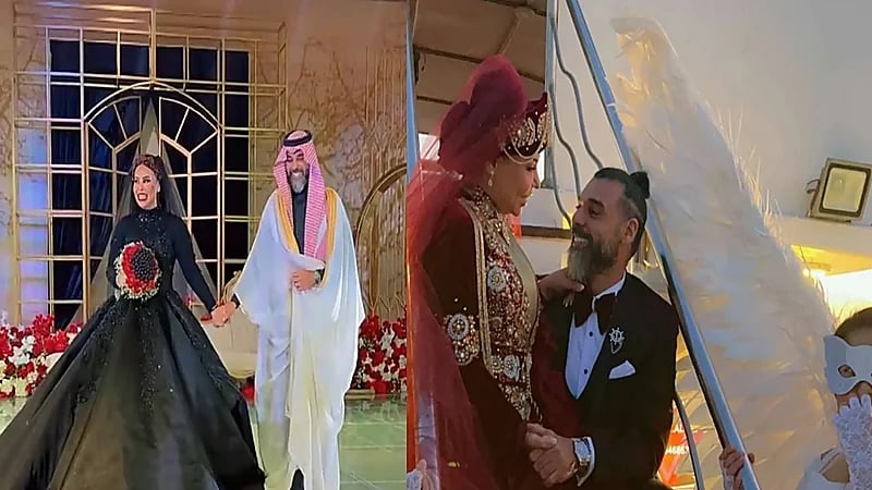 شاهد..سباق جري بين شمس الأسطورة وعريسها في حفل زفافهما بجدة