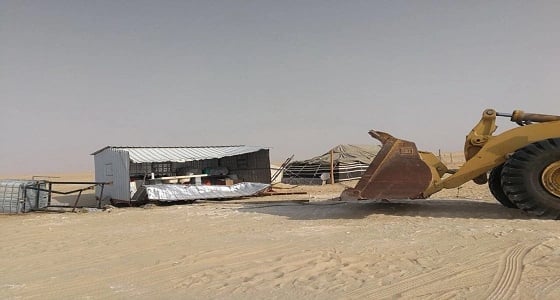 بلدية غرب الدمام تزيل 12 موقعا من المخيمات والأحواش