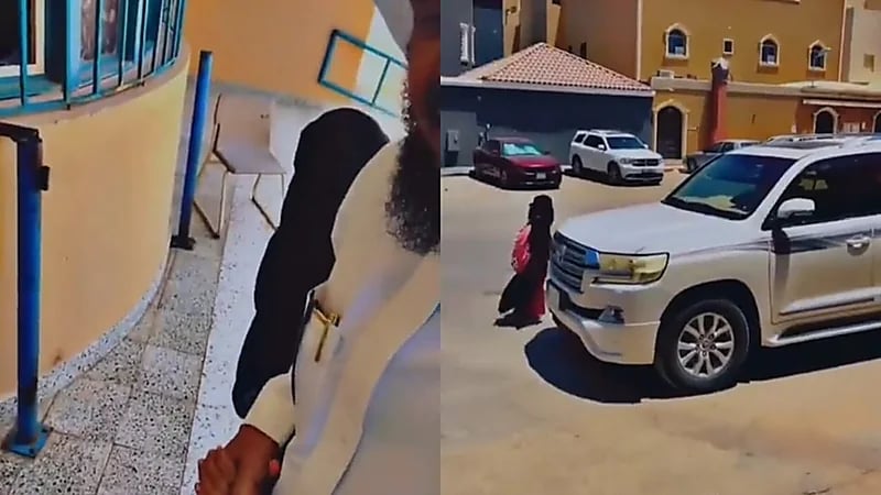 فرحة طفلة في أول ظهور لها بالنقاب مع والدها.. فيديو