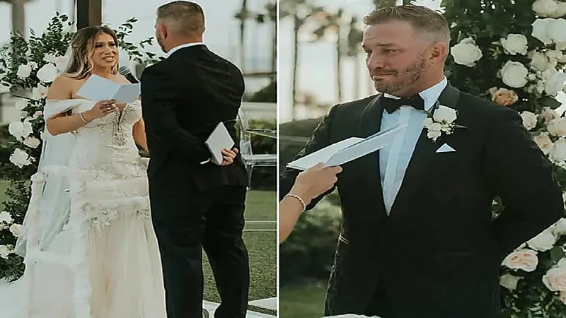 بالصور.. فتاة تتغلب على إعاقتها يوم زفافها بواسطة فستان حورية البحر