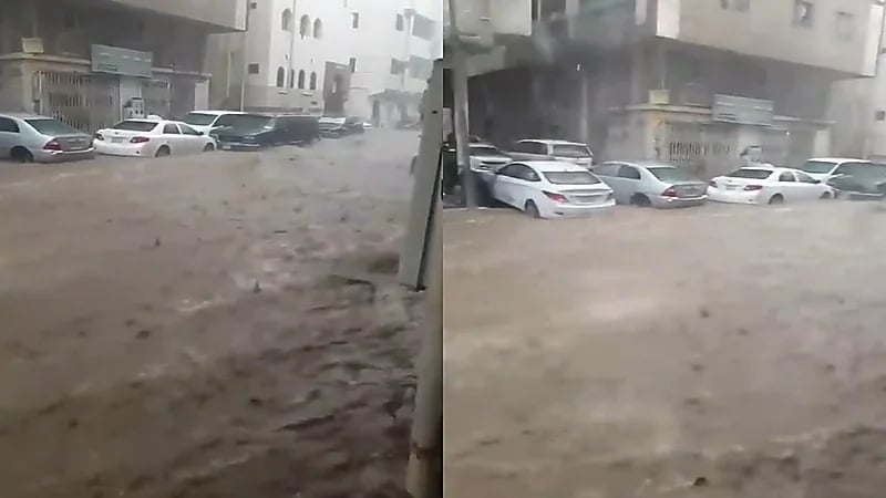 بالفيديو.. شوارع مكة تتحول لأودية بعد الأمطار الغزيرة   