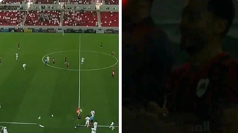 انقطاع الكهرباء لحظة دخول لاعب الريان في مباراة المرخية .. فيديو