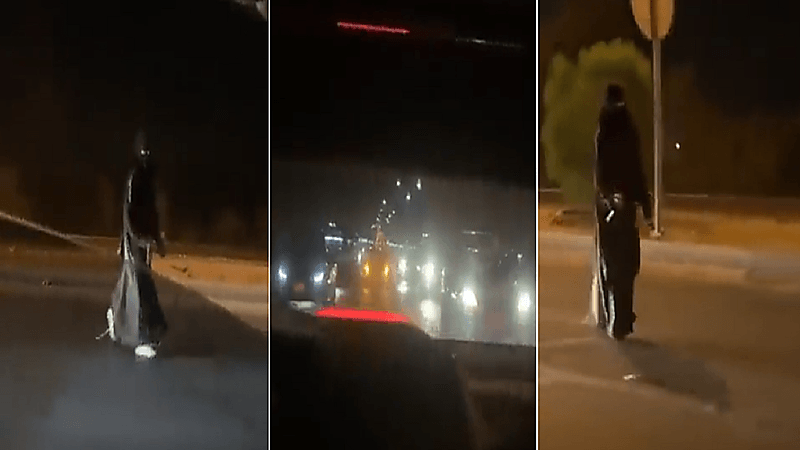 بالفيديو.. فتاة تسير بسكين في طريق عام وتعطل حركة السير