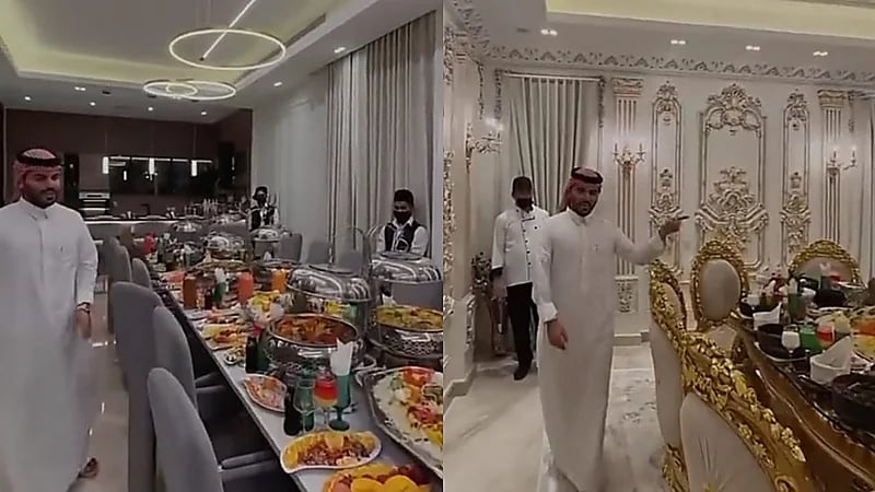 غازي الذيابي يقيم وليمة احتفالًا بمنزله الجديد  ..  فيديو