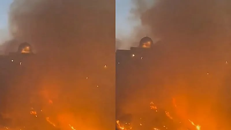 حريق هائل بالقرب من المسجد الأقصى المبارك .. فيديو
