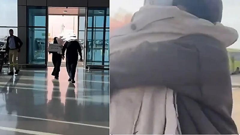 فرحة عائلة لحظة عودة ابنتهم من الابتعاث .. فيديو