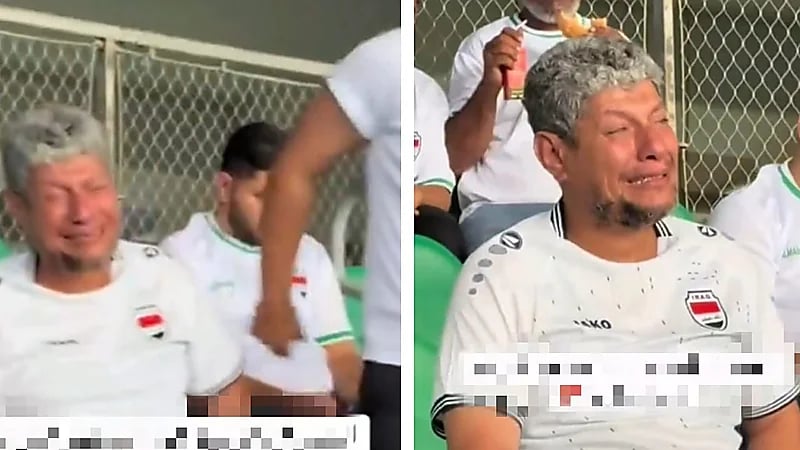 مشجع عراقي ينهار بالبكاء بعد ضياع حلم التأهل للمونديال .. فيديو