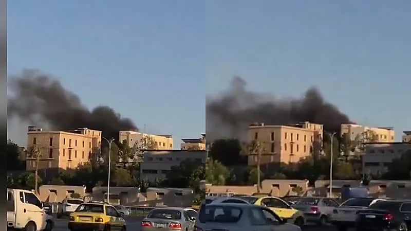 انفجار خلف مبنى الإذاعة والتلفزيون في دمشق .. فيديو
