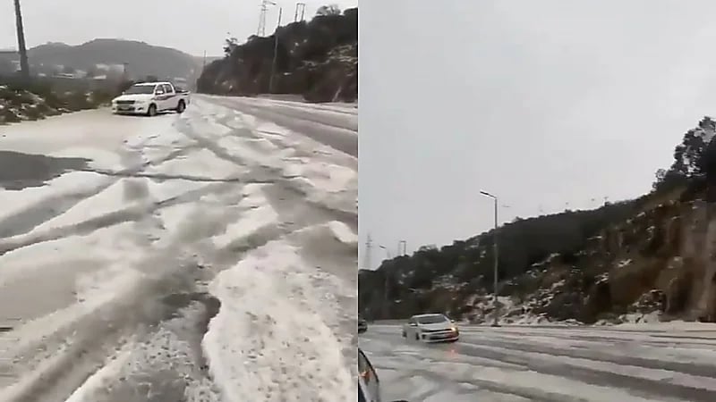 بالفيديو.. شوارع المندق تكتسي بالبياض بسبب البرد