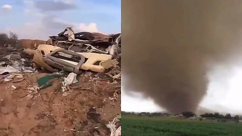 مشهد مهيب لإعصار يضرب الهجن بالطائف