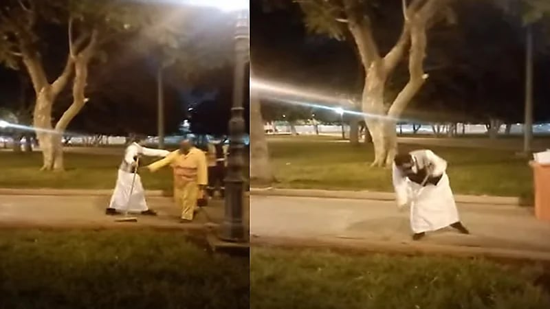 فيديو.. مراقب بأمانة الطائف يساعد عمال النظافة