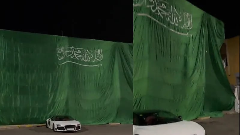 فيديو..مواطن يزين جدران منزله بالعلم الوطني