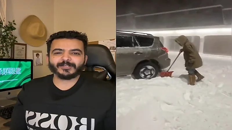 بالفيديو.. مبتعث يوضح تفاصيل إنقاذه لمسنة أمريكية علقت بالعاصفة الثلجية