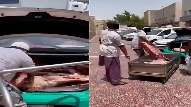 فيديو.. تفاصيل جديدة بواقعة نقل سيارة أجرة للحوم بالرياض